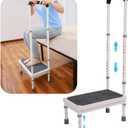 Step Stool with Handle for Elderly Adults, High Beds Steps Heavy Duty Metal Stepping Stool Mobility Aids Stand Assist, Medical Adjustable Bariatric Step Stool for Kitchen, Bedside, SUV, Bath - 400 lbs (17.8x10.3x41.5inch)