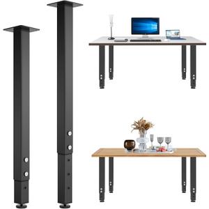 2PCS Adjustable Square Table Leg (24-40inch)Metal Desk Legs, Home Office DIY Furniture Leg Set for Tables, DIY desks, Counter Tops, Kitchen Tables,Office Desk (Black)