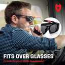 NoCry Tinted Safety Glasses Over Eyeglasses for Men and Women with Anti Scratch Wraparound Lenses UV400 and ANSI Z87 Certified Adjustable Temples with Anti-Slip Tips Great for Shooting