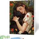 MAXBYE Cat Paint by Numbers Kits for Adults Beginners with Wooden Frame, Easy Canvas Paint by Numbers Cat and Beauty, DIY Oil Painting Art Kit for Home Wall Decoration 12X16 inch
