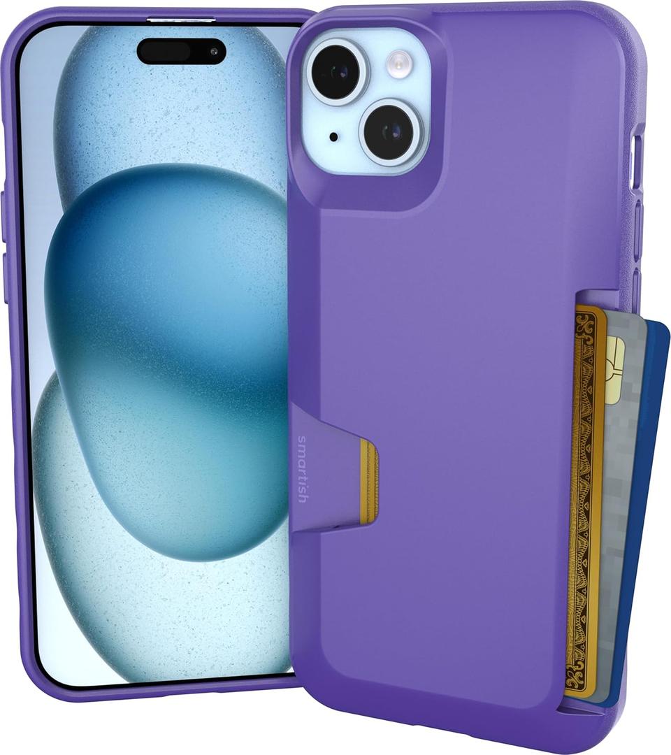 Smartish iPhone 15 Plus Wallet Case - Wallet Slayer Vol. 1 [Slim + Protective] Credit Card Holder - Drop Tested Hidden Credit Card Slot Cover for Apple iPhone 15 Plus