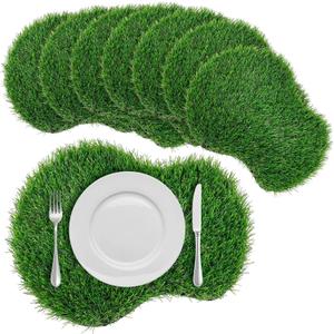8 Pcs Golf Artificial Grass Mat Placemats Green Fake Grass Tiles Table Centerpieces Placemats Sport Theme Party Decorations for Wedding Baby Shower Golf Lovers