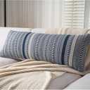 Boho Lumbar Pillow Covers 14x36 Long, Farmhouse Decorative Couch Pillow Cases, Navy Blue Accent Pillows of Bed, Sofa Bedroom Living Room Home Decor Cushion Cover, Pack of 1