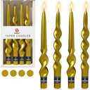 Gedengni Gold Candlesticks Long Taper Candle,10inches Golden Candle Sticks Dripless Tapered Candles for Home Dinner Party Weddings Festive Holiday(1-23D4P-Gold)