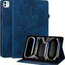 Case for iPad Pro 11 Inch (M5/M4) 2025/2024, Auto Wake/Sleep Slim PU Leather Folio Cover with Multi-Angle Stand and Pen Holder, Blue