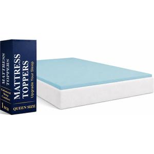 Greaton, 1-Inch Gel Memory Foam Mattress Topper, CertiPUR-US Certified for Superior Comfort and Support, Queen, Blue