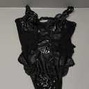 Lilosy Sexy Leather Underwire Push Up Floral Lace Sheer Corset Lingerie Women Teddy Bodysuit Bustier Top One Piece (Medium, Pu Black)