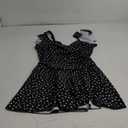 Women Polka Dots Mini Dress Sexy Low Cut V Neck Ruffle Flutter Sleeve Layered Mini Dress Party Club Dresses (A-Black, Medium)