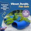 Betta Fish Tunnel Hideout Blue | Aquarium Cave & Tunnel Decor for Betta Fish, Shrimp & Small Fish | Fish Tank Decoration, Betta Tank Accessory & Enrichment Toy