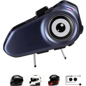 Motorcycle Helmet Bluetooth Headset, 30H 1000mAh Intercom, ENC+DSP Noise Cancel 40mm Speakers, 1000m 2-Person Comm System, IPX6 Waterproof Headphones, Music + Auto Ans For Tour (Soft Mic for Full-Face)