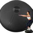 Balance Ball Trainer-Half Ball for Yoga with Resistance Band and Foot Pump, Improve Workout Half Balance Ball,Exercise Balance Ball for Stability Training and Home Gym (25", Black)