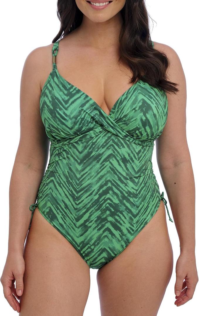 Fantasie Swim Womens Punta Mita Underwire Plunge Swimsuit (Green, 36E)