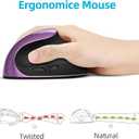 Ergonomic Mouse Wireless,Vertical Mouse with Silent Click Right Handed Small Mouses with 6 Buttons 1000/1200/1600 for Laptop,Desktop,PC, MacBookPurple AA