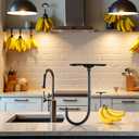 3 x Black Banana Hook Under Cabinet - Metal Banana Holder Hook, Foldable Under Cabinet Banana Hook | Folds Up with Magnets When Not in Use, Pre Drilled Holes and Strong Adhesive Tape Design(ZS450)