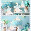 Lineshading 3 Pcs Silly Goose Birthday Party Decoration Blue Bow Wooden Silly Goose Decor Funny Table Centerpiece Gift for Party Favor Desk Tiered Tray, 5.9/4.7/3.9 Inch