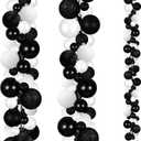 2 Pcs Christmas Ball Garland 6 ft Ball Ornaments Christmas Bulb Garland Xmas Tree Bauble Decorations for Party Supplies Indoor Outdoor Home Office Decoration Accessories(Black,White)