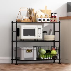 Storage Shelves - 3 Tier Shelf Organizer, Heavy Duty Garage Shelving Unit with Leveling Feet, Stable Metal Shelves Organizer for Pantry, Kitchen and Closet