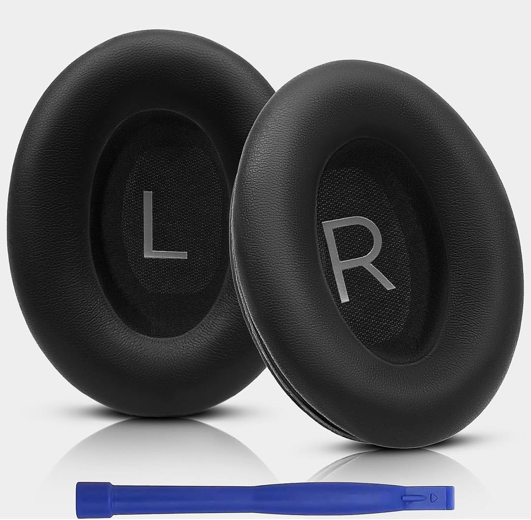 Replacement Ear Pads for Bose QuietComfort 45 (QC45) / QuietComfort SE (QC SE) / Quiet Comfort Wireless Over-Ear Headphones, Softer Protein Leather Earpads Cushions Kit (Black)