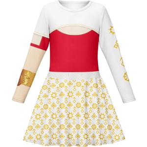 Girls Nova Zombies 4 Costume Dawn of The Vampires Movie Character Dress Outfits Clothes Wear Kids (11-12 Years, Red White)