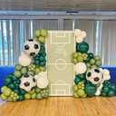 141Pcs Soccer Balloons Garland Arch Kit, Sage Green Olive Green Dark Green White Balloons with 22Inch Soccer Balloons for Boys Football Sports Themed Birthday Party Decorations