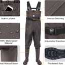 TIDEWE Bootfoot Chest Wader, 2-Ply Nylon/PVC Waterproof Fishing Hunting Waders with Boot Hanger for Men Women Green Brown, Size 11