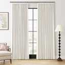 100% Blackout Pinch Pleat Linen Curtains 84 Inch Length for Bedroom 2 Panels Dual Layer Natural Blackout Drapes with Pinch Pleated Hooks Thermal Insulated Room Darkening Living Room Curtains Cream