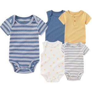 ZAVBABY Baby Boy Girl Short Sleeve Bodysuits New Born 100% Cotton Clothes 5-Pack Size 3M