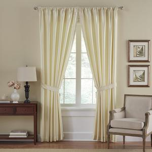 Elrene Home Fashions Versailles Faux-Silk Room-Darkening Curtain Panel, Blackout Curtain with Rod Pocket, 52 Inches by 95 Inches, Ivory, 1 Panel