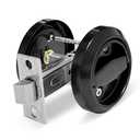 Round Recessed Door Lock, Stainless Steel 304 Hidden Recessed Cup Door Handle, Low Profile Door Knob for Privacy Pocket Door,Flat Door Knob, Black