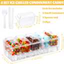 LemonRoad 4 Set Clear Ice Cream Toppings Containers with Forks, Clip
