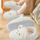 Laahoem Animal Slippers Soft Sole Indoor Shoes Winter Warm Thick Plush Fuzzy House Socks Furry Home Slippers For Girls Women Boys Men (White)