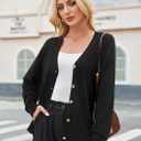 Arach&Cloz Womens Wool Blend Lightweight Spring Business Casual Cardigan Sweaters (Black, XL)