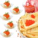 TOFLEN 100ct Mini Dessert Plates with Tasting Spoons, 3-1/8 x 2-5/8 Inches Small Reusable Clear Plastic Party Serving Hors D'oeuvres Plates for Appetizers (Leaf Shape)