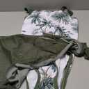 Shallmu Girls Swimsuits Color Block Adjustable Thick Strap One Piece Bathing Suits with Cover Up Skirt Girl's Swimwear (13-14 Years, Green+palm)