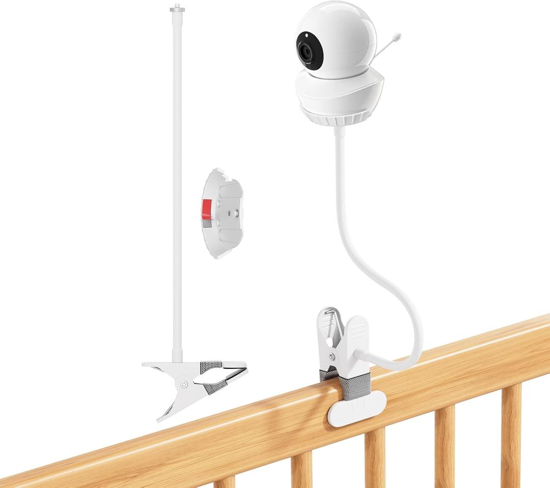 Universal Baby Monitor Mount – 15.7" Adjustable Gooseneck Arm with Strong Clip Clamp, 1/4" Thread Camera Holder Compatible with Babysense HD S2/V43 for Crib, Wall, Table, Shelf Use