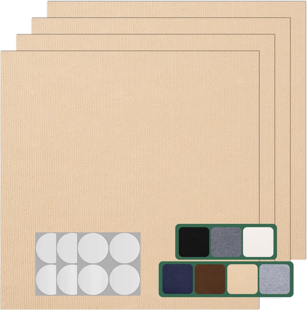 Carpet Tile 30 Pack 12” X 12” Self Adhesive Carpet Floor Tiles Anti-Slip Squares Peel and Stick Floor Tile DIY Installation for Bedroom (Beige-Camel)