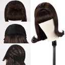 LONAI Retro Brown Wig 50s 60s 70s Wig with Bangs for Women Synthetic Hair for Halloween Costume Party Shoulder Length