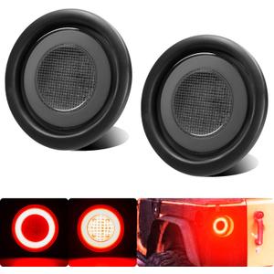 2pcs Smoked Lens 4 inch Round Red 64 LEDs Trailer Trucks Halo Brake Stop Running Turn Signal Tail Lights w/Rubber Grommet Sealed Waterproof IP67 For RV/Van, DC 12V