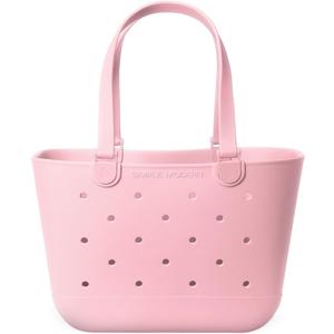 Simple Modern Large Beach Bag | Waterproof Getaway Rubber Tote with Zipper Pocket for Travel, Pool, Boat, Groceries, Sports | Blush