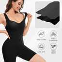 Decorus Women's Shapewear Tank Bodysuits - Plunge V Neck Sleeveless Shapewear Built in Bra V Backless Thong Body suits Tops (Black, XXL)