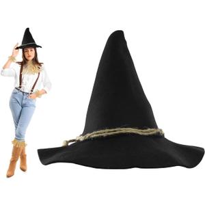 Nicky Bigs Novelties Witch Wizard Hat for Adults, Felt Oktoberfest Hat, Scarecrow Hats Costumes Accessory (Black)