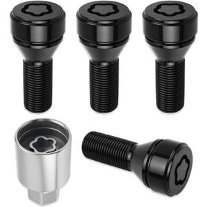 5PCS M14x1.25 Anti-Theft Car Wheel Studs Lock & Wheel Lock Key Replacement OEM 36136792851,Sturdy Car Wheels Bolts Locks Compatible with Mini BMW,Professional Cars Wheels Locks Bolt