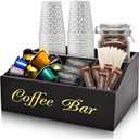 Coffee Station Organizer for Countertop, Coffee Bar Accessories Storage, Syrup Holder, Rustic Bar Decor for Accessories Organizer
