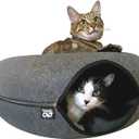 Travel Cat Tunnel Bed Cave - 21 Inch Large Premium Round Donut Cat Cave for Indoor Cats, Kitten - Detachable Cat Hideaway Cat Bed with Tunnel for Playing, Scratching, Sleeping