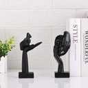 6.5" H Black Art Thinker Figurines 2 PCS, Abstract Small Statues Home Accent Decor for Shelf, Office Desk, Living Room, Knick Knacks Decorations for Shelves (2 PCS Black)