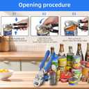 3 x Multi-function Manual Can Opener Bottle Opener, Oversized Hand-held Easy Rotary Knob, Safe Cut Can Opener with Non-Slip Handle, Smoother Cut Sharp Blade for Seniors Kitchen Tool, Blue