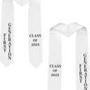 Country Flag Graudation Stole Class of 2026 V Shape Graduation Stole for College Graduates -Gift for Graduation's (White)