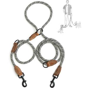 Mile High Life Hands Free Dog Leash, Crossbody Waist Leash with Genuine Leather Connection, Multifunctional Adjustable Slip Lead for Dog Walking Running (White, 8FT)