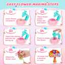 Fabric Flower Bouquets Toys for Girls - Arts & Crafts Gift for Kids Ages 4-9, Mess-Free Fun, Build Your Own Bouquet, DIY Flower-Making Craft Toy Kit, Creative Birthday & Christmas Gift for Girls