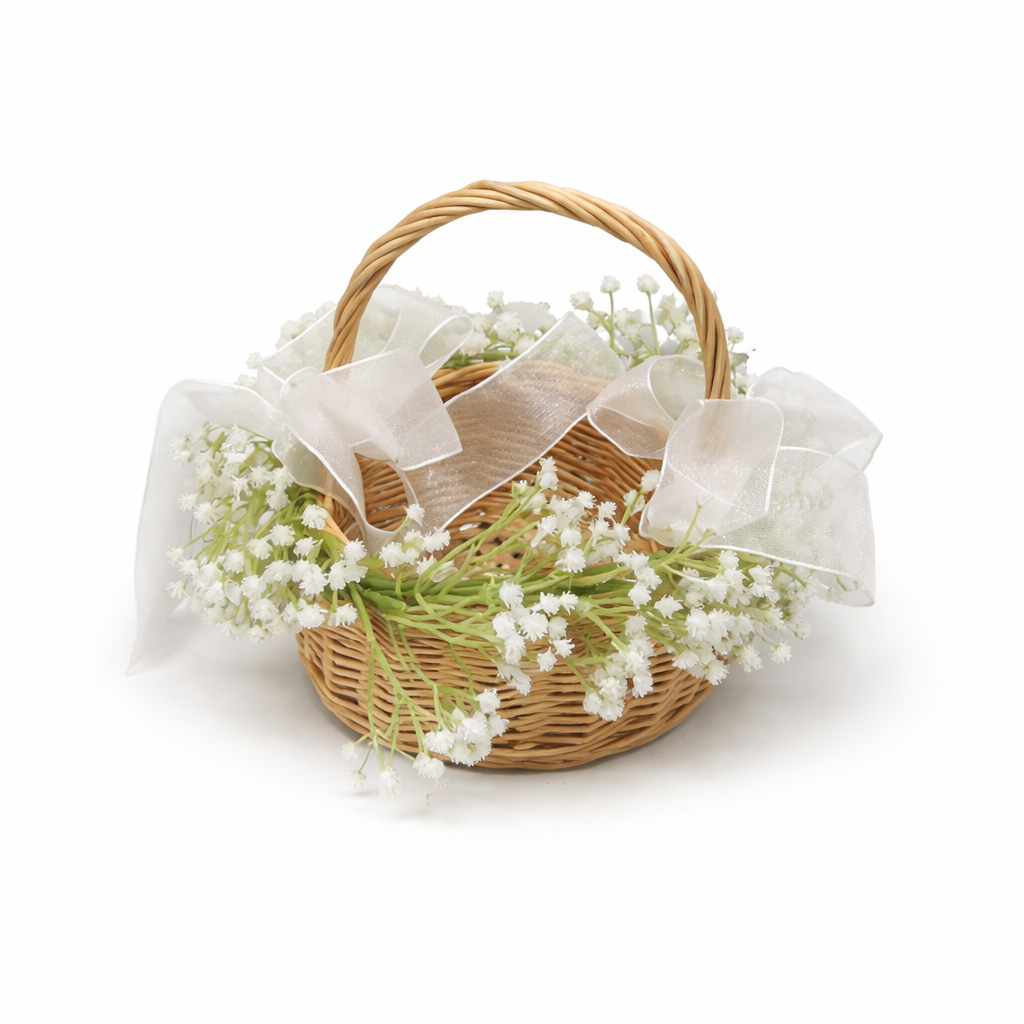 Flower Girl Basket White Flowers